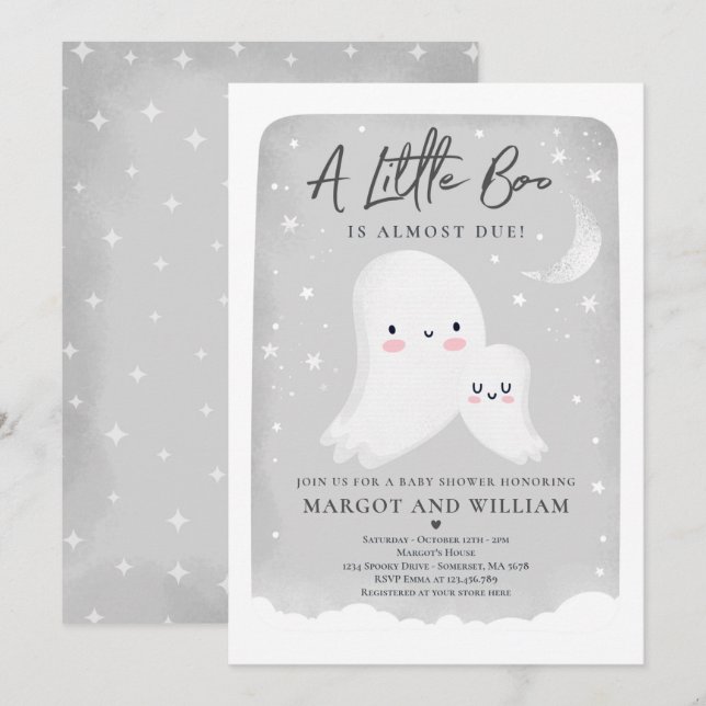 Gender Neutral Little Boo Ghost Baby Shower Invitation (Front/Back)
