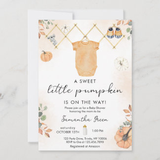 Gender Neutral Little Pumpkin Baby Shower Invitation