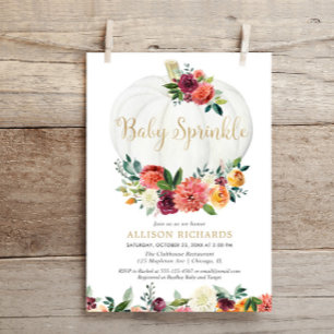 Gender neutral little pumpkin fall baby sprinkle invitation