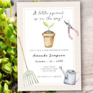 Gender Neutral Little Sprout Baby Shower Invitation