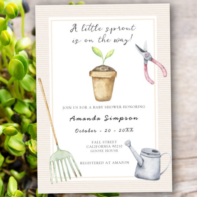 Gender Neutral Little Sprout Baby Shower Invitation (Creator Uploaded)