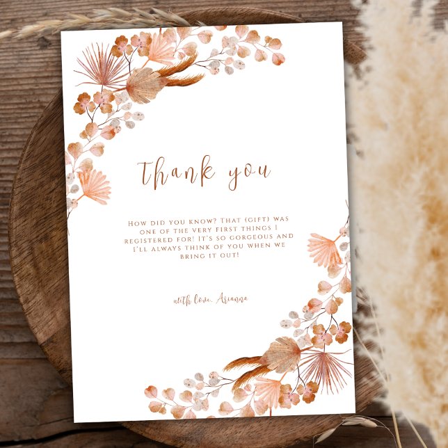 Gender Neutral Little Wildflower Boho Baby Shower Thank You Card (Gender Neutral Little Wildflower Boho Baby Shower Thank You Card)