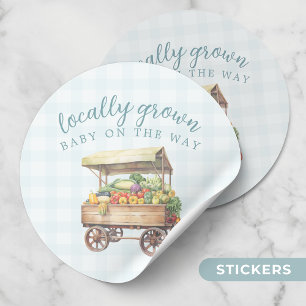 Gender Neutral Locally Grown Baby Shower Classic Round Sticker