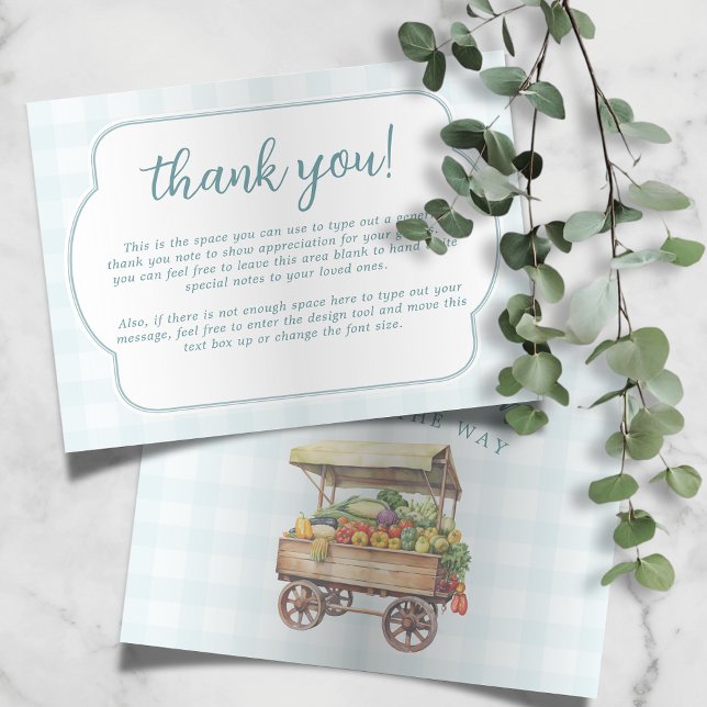 Gender Neutral Locally Grown Baby Shower Flat Thank You Card (Creator Uploaded)