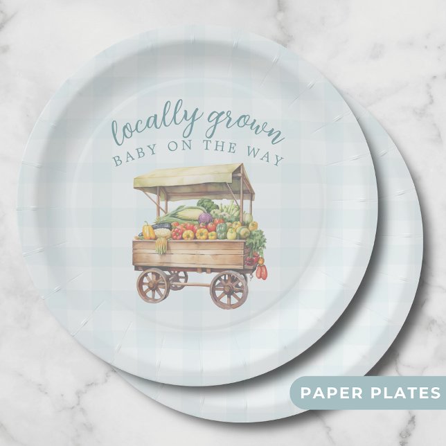 Gender Neutral Locally Grown Baby Shower Paper Plate (Creator Uploaded)