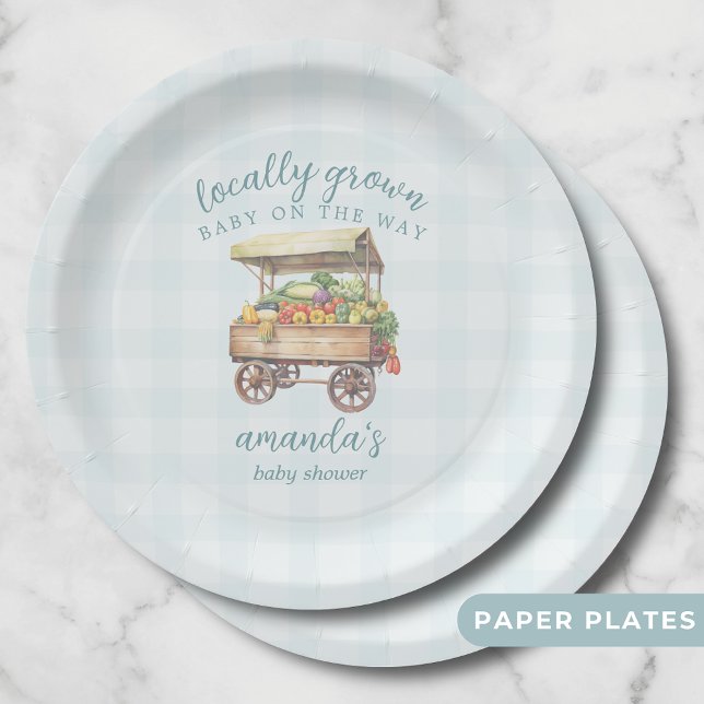 Gender Neutral Locally Grown Baby Shower Paper Plate (Creator Uploaded)
