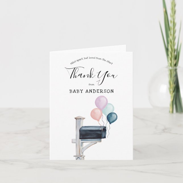 Gender Neutral Long Distance Shower Thank You Card (Front)