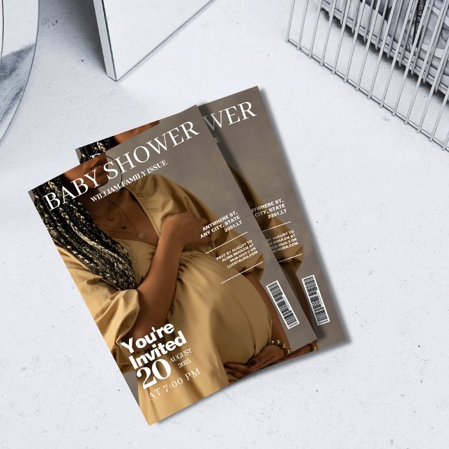 Gender neutral magazine cover photo Baby shower Invitation (Creator Uploaded)