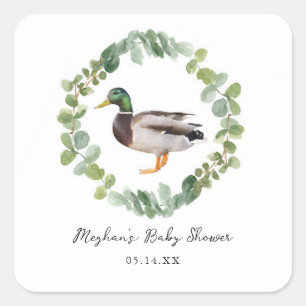 Gender Neutral Mallard Duck Baby Shower  Square Sticker