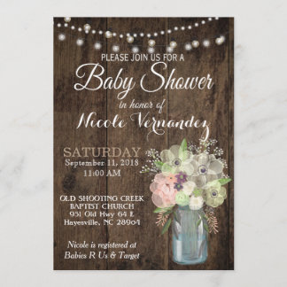Gender Neutral Mason Jar Baby Shower Invitation