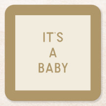 Gender Neutral Minimal Paper Coaster It's A Baby