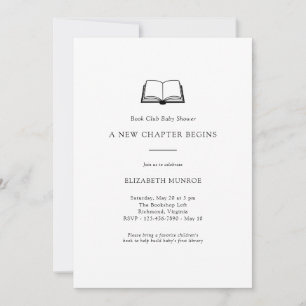 Gender Neutral Minimalist Book Club Baby Shower Invitation
