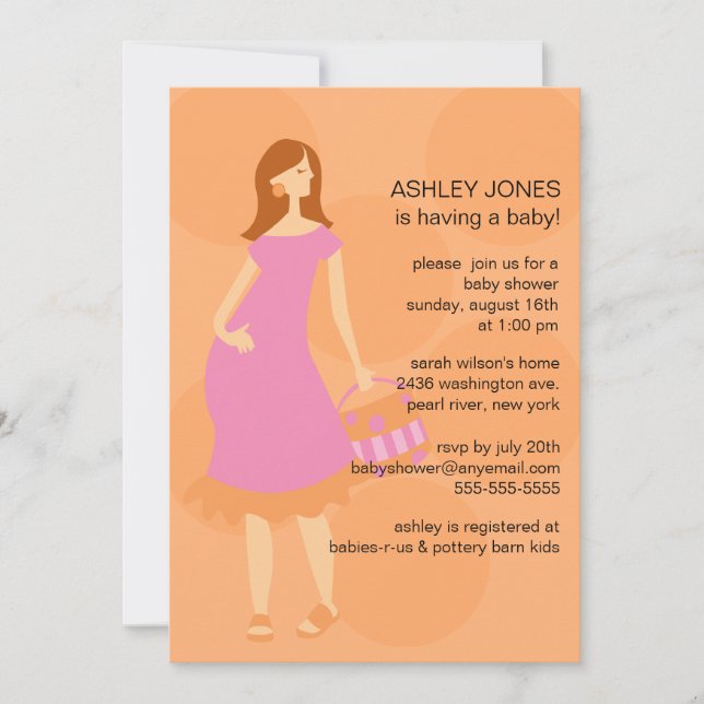 Gender Neutral Mod Mum Baby Girl Shower Invitation (Front)