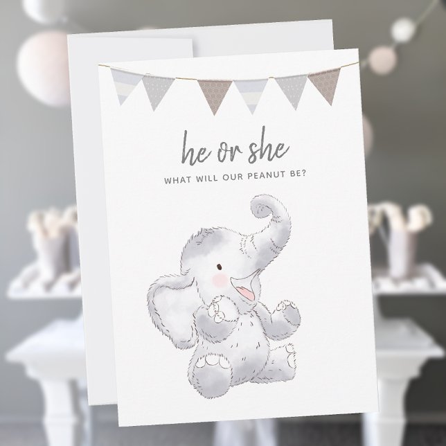 Gender Neutral Modern Baby Elephant Party Invite (Creator Uploaded)