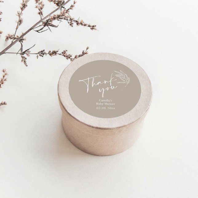 Gender Neutral Modern Baby Shower Thank You  Classic Round Sticker (Creator Uploaded)