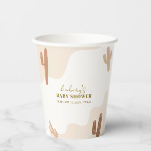 Gender Neutral Modern Boho Cactus Baby Shower Paper Cups