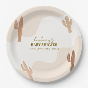 Gender Neutral Modern Boho Cactus Baby Shower Paper Plate