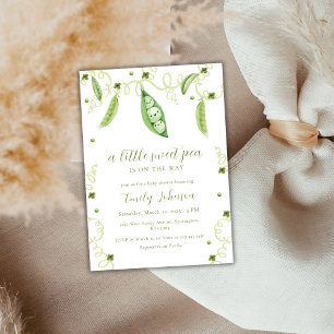 Gender Neutral Modern Sweet Pea In Pod Baby Shower Invitation