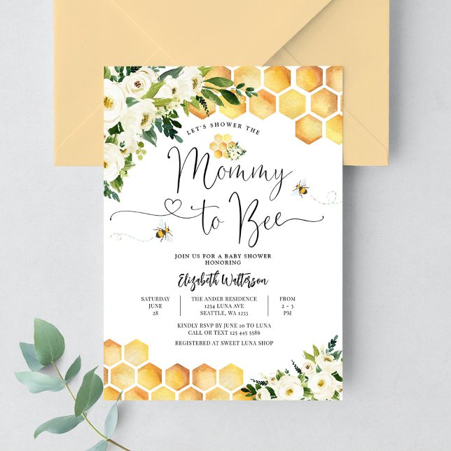 Gender Neutral Mummy to Bee Baby Shower Invitation (Creator Uploaded)
