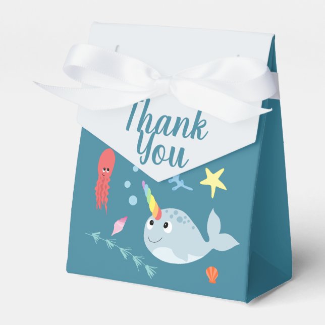 Gender Neutral Narwhal Ocean Baby Shower Favour Box (Front Side)