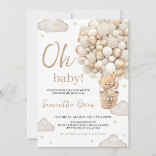  Gender Neutral Oh Baby Bear Baby Shower Invitation