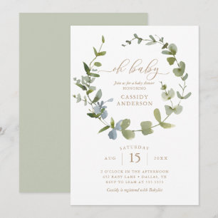 Gender Neutral Oh Baby Eucalyptus Baby Shower Invi Invitation