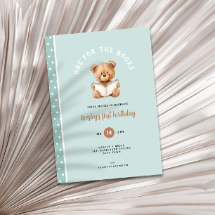 Gender Neutral One for the Book 1st Birthday Invitation