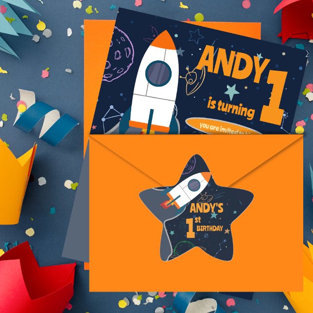 Gender Neutral Outer Space First Birthday Party Star Sticker (Gender Neutral Outer Space First Birthday Party Star Sticker)