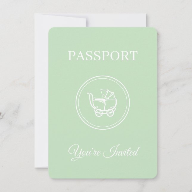 Gender Neutral Passport Travel Baby Shower Invitation (Front)