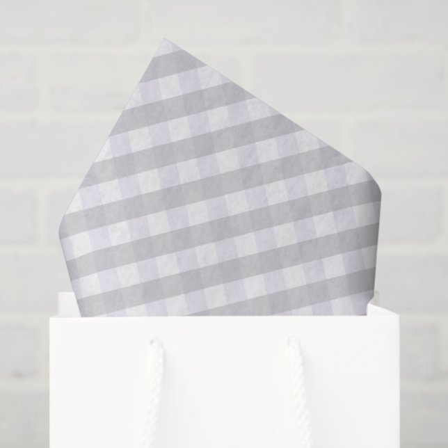 Gender Neutral Pastel Purple and Grey Gingham Tissue Paper (Gift Bag)