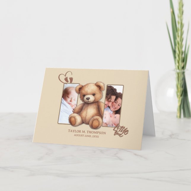 Gender Neutral Personalised Baby Photo Card (Front)