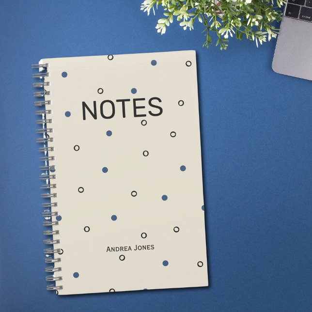 Gender Neutral Polka Dot Monogrammed Name Notebook (Creator Uploaded)
