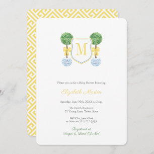 Gender Neutral Preppy Monogram Baby Shower Party Invitation