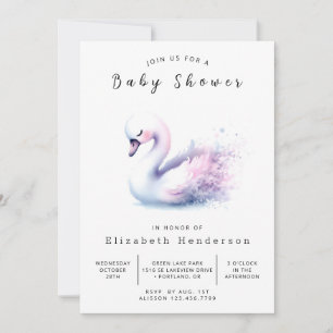 Gender Neutral Printable Swan Baby Shower Invitation