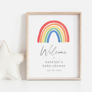 Gender Neutral Rainbow Baby Shower Welcome Sign
