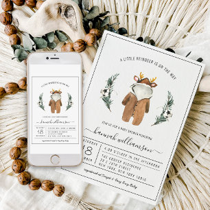 Gender Neutral   Reindeer Christmas Baby Shower Invitation