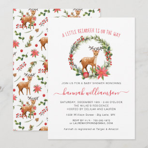 Gender Neutral Reindeer Christmas Baby Shower Invitation
