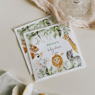 Gender neutral Safari animals baby shower napkins