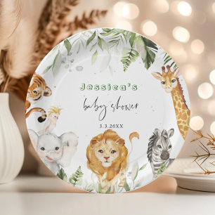 Gender neutral Safari animals baby shower napkins Paper Plate