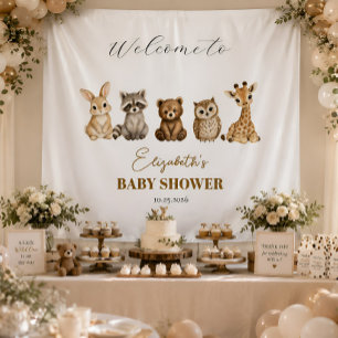 Gender Neutral Safari Baby Shower Backdrop Tapestry