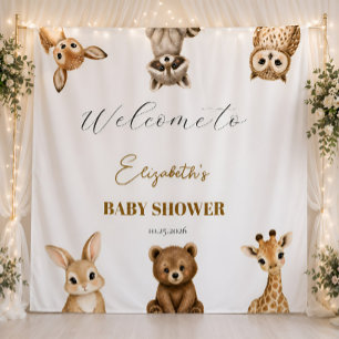 Gender Neutral Safari Baby Shower Backdrop Tapestry