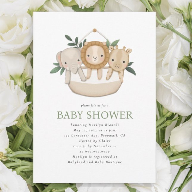 Gender Neutral Safari Baby Shower Invitation (Creator Uploaded)