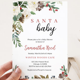 Gender Neutral Santa Baby Christmas Baby Shower Invitation
