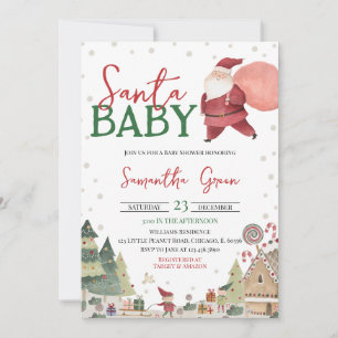 Gender Neutral Santa Baby Shower Invitation