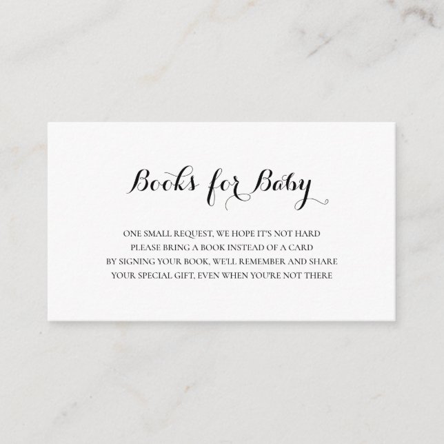 Gender Neutral Simple Books for Baby Shower Enclosure Card (Front)