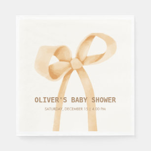 Gender Neutral Simple Bow Baby Shower Napkin