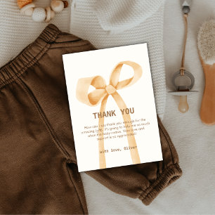 Gender Neutral Simple Bow Baby Shower  Thank You Card