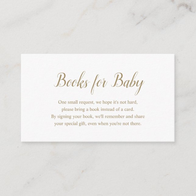 Gender Neutral Simple Gold Books for Baby Shower Enclosure Card (Front)