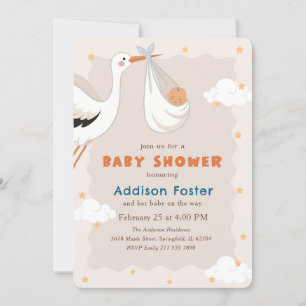 Gender Neutral Special Delivery Stork Baby Shower Invitation