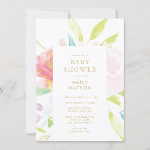 Gender Neutral Spring Watercolor Baby Shower Invitation